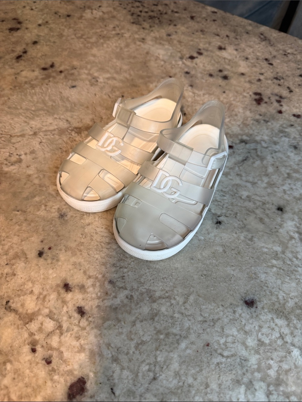 Dolce & Gabbana Kids Cream Jelly Logo Sandals